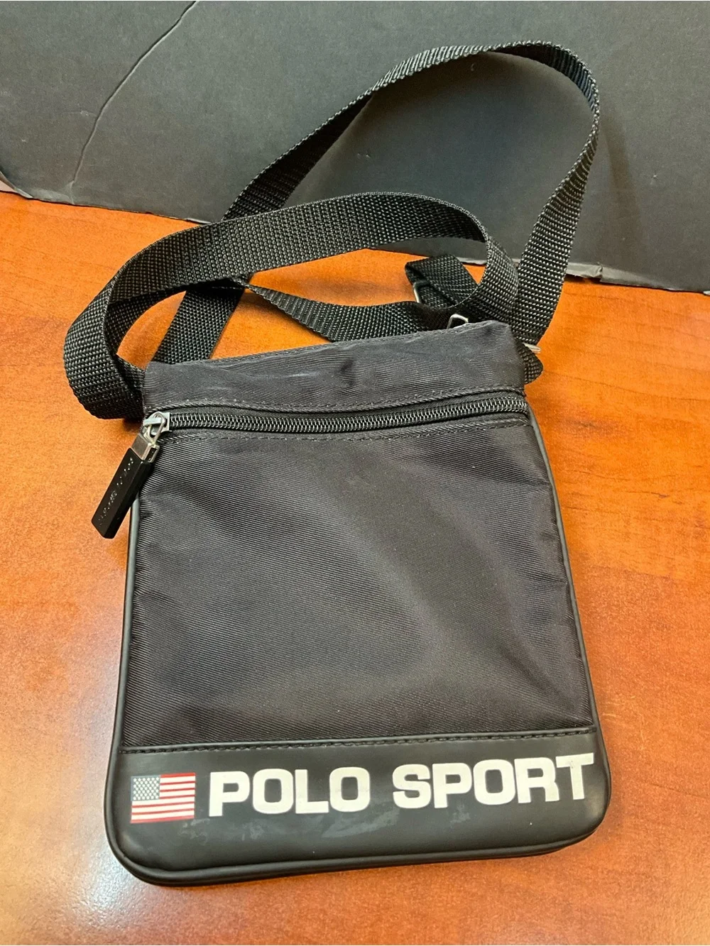 VINTAGE Polo by Ralph Lauren Black Polo Sport Small Crossbody Messenger Bag